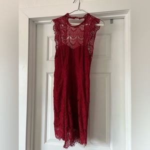 Free People lace dress burgundy, open back